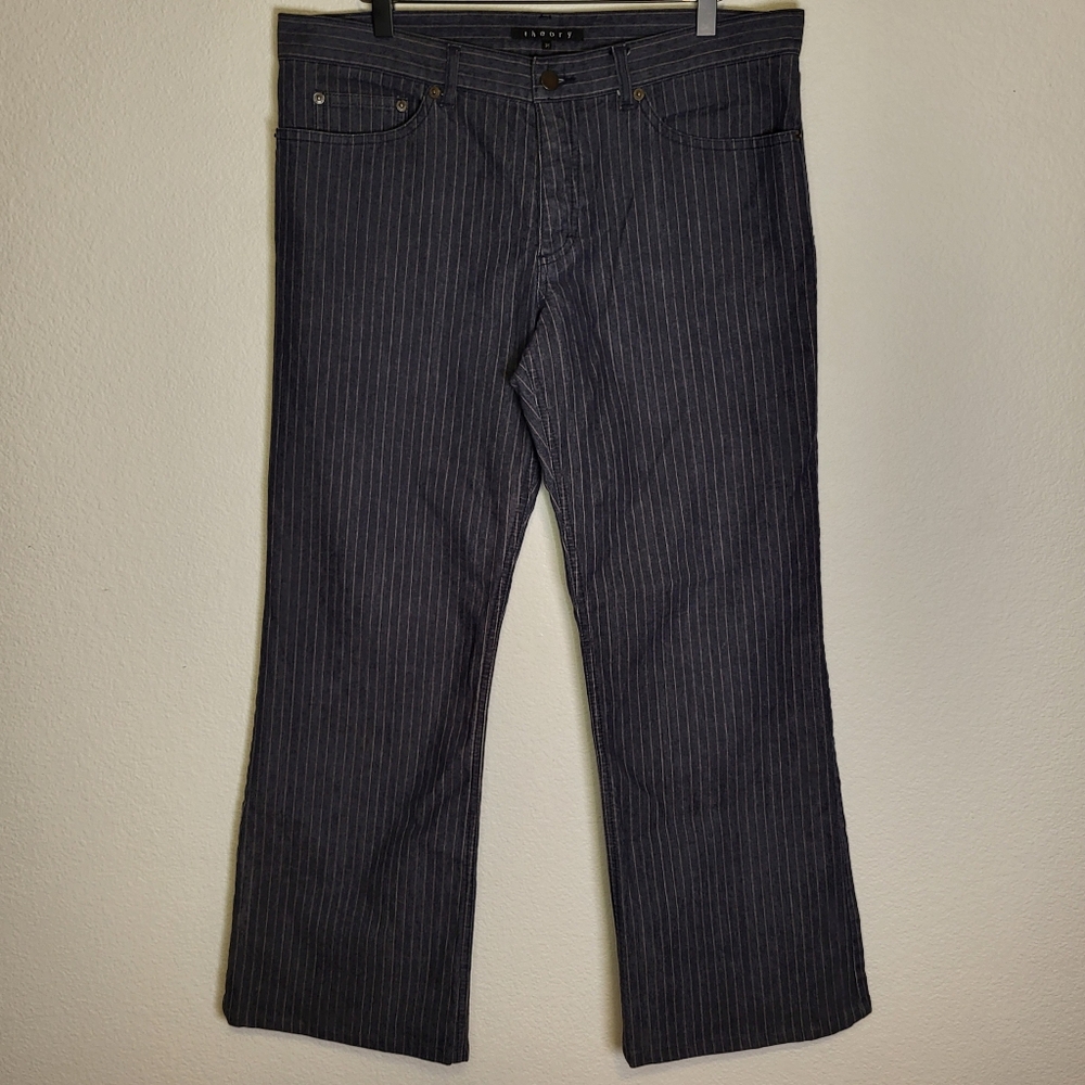 Theory Pinstripe Wide Leg Denim Jeans size 34